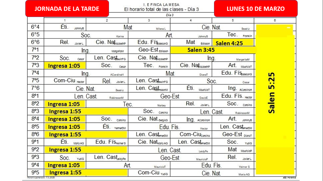jornada de la tarde